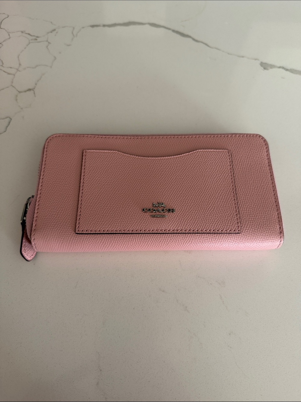 Coach Pink Zip-Around Leather Wallet with Card Slot